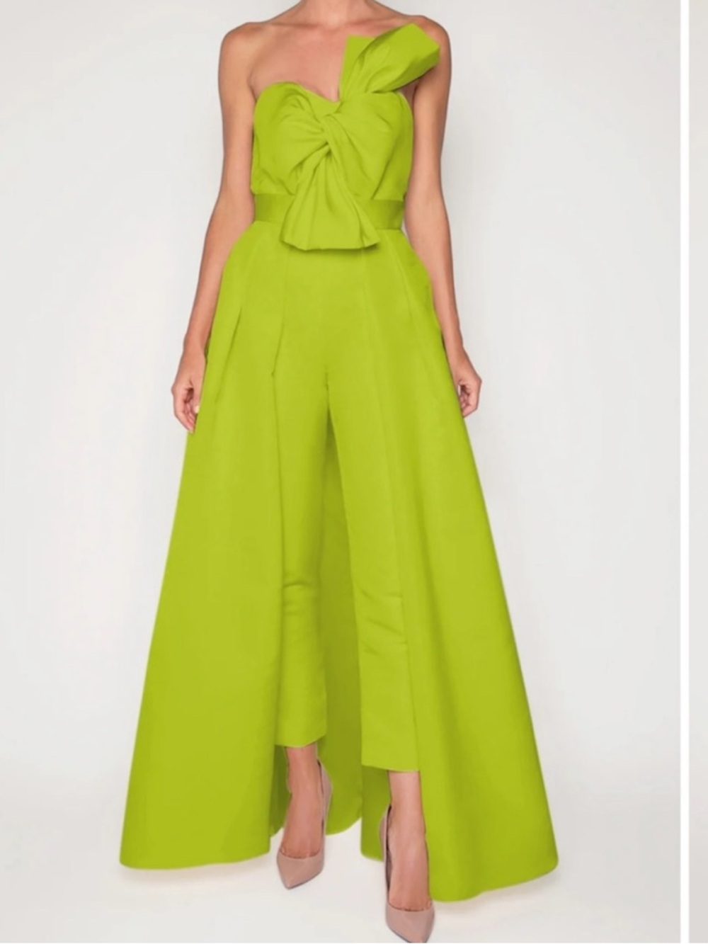 Alexia Maria Lime Jumpsuit with Overskirt